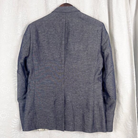 Cotelac elbow patch cotton linen tweed blazer lightweight men's suit jacket FR50 - Picture 6 of 9